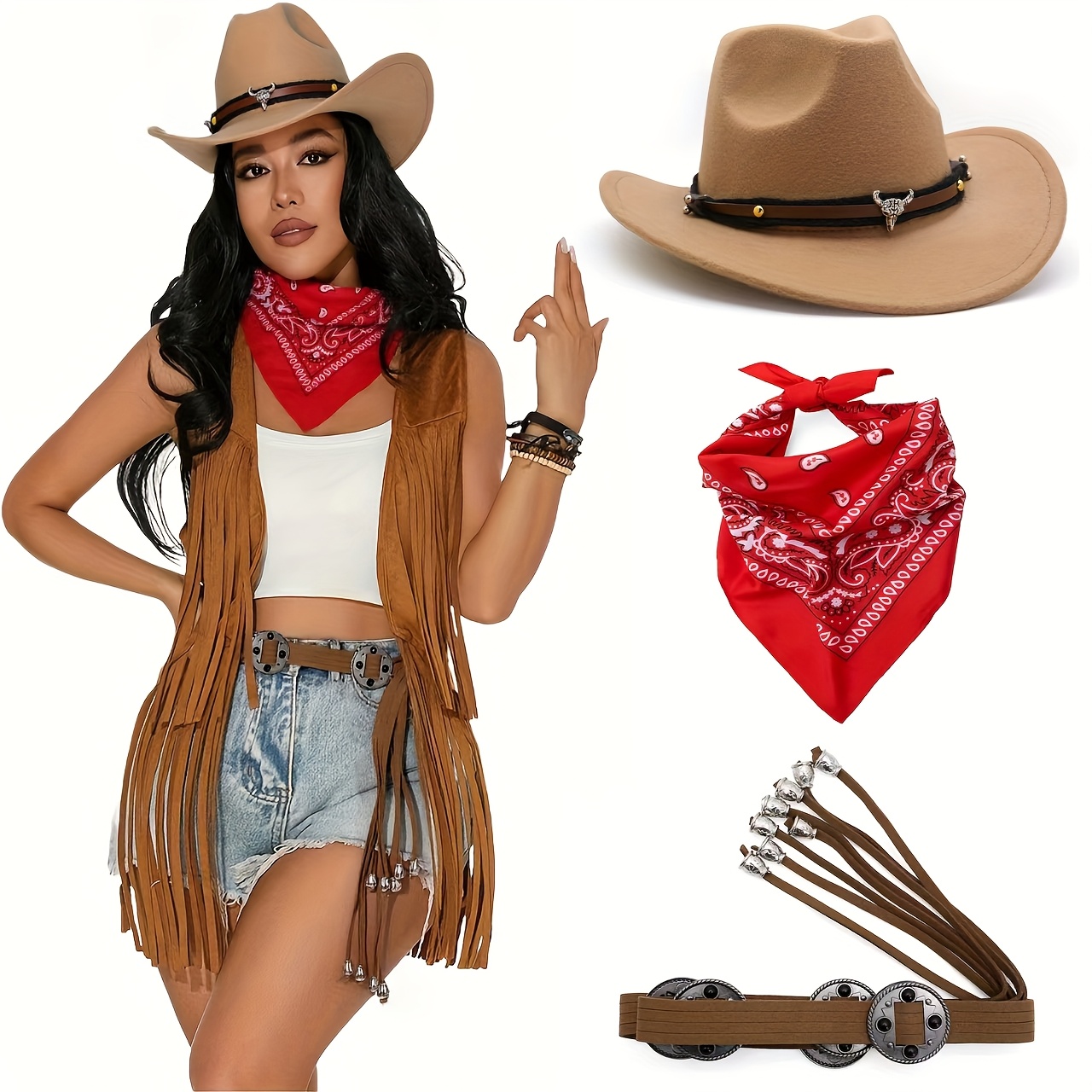 WHIPPY Cintura concho da donna in metallo occidentale, stile