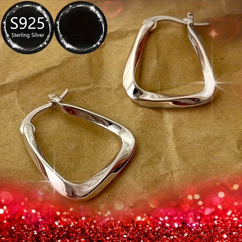 Women's 925 Silver Geometric Earrings Set with Packaging