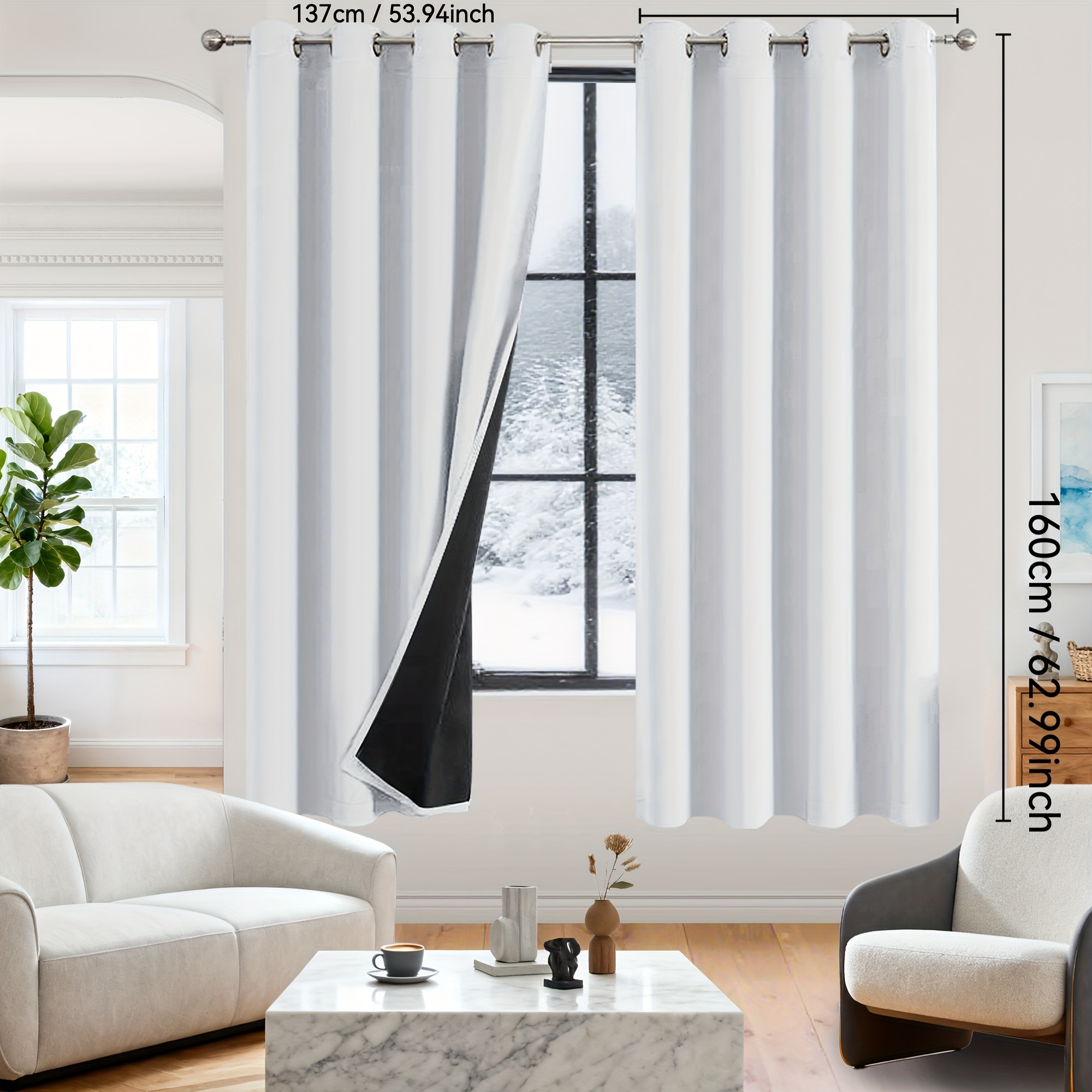 TEMU 2pcs 100% Blackout Curtains, Grommet Hanging Style, Suitable For Christmas, Halloween And Other Holiday Decorations, Privacy Protection & Noise