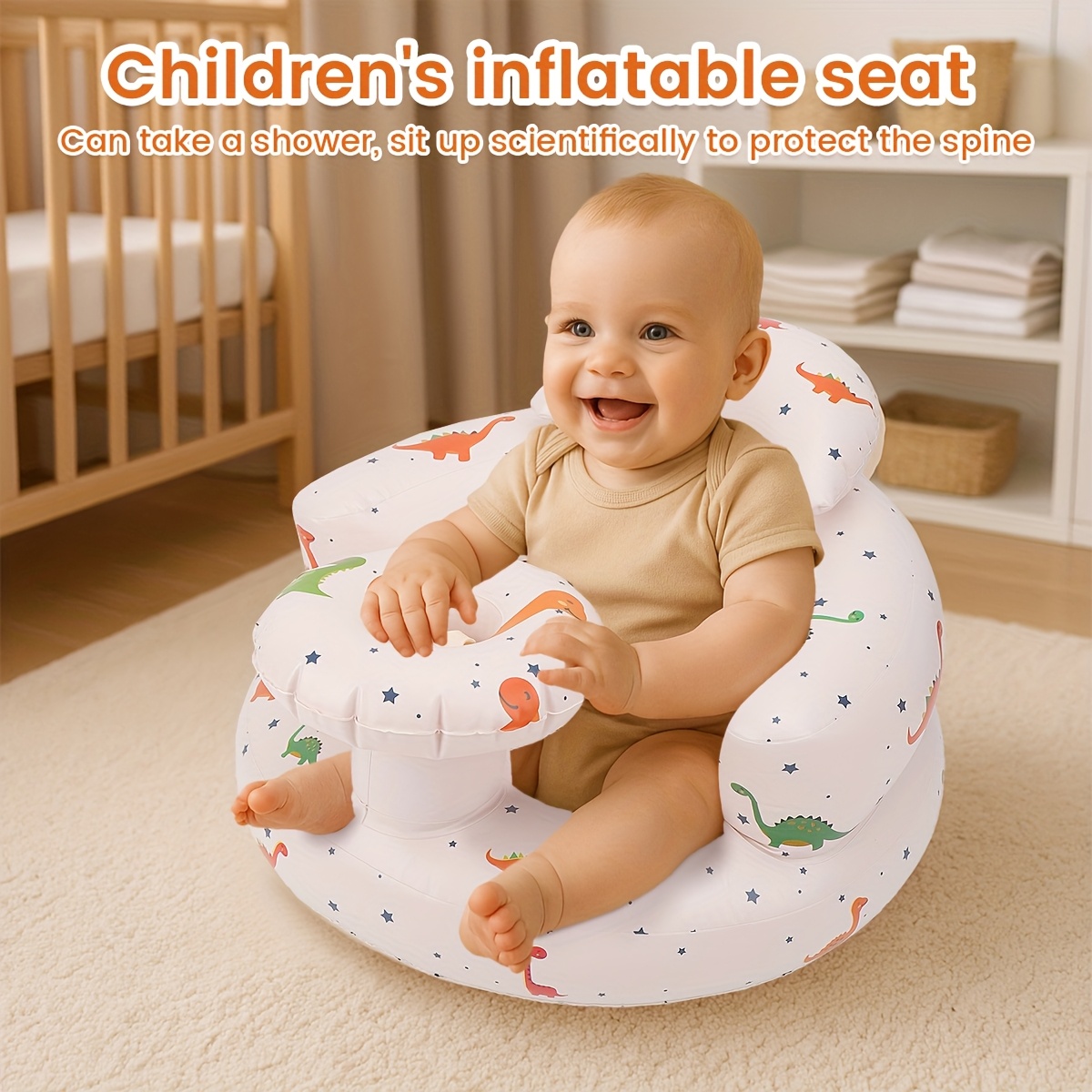 inflatable baby seat cushion cute dinosaur portable folding Temu