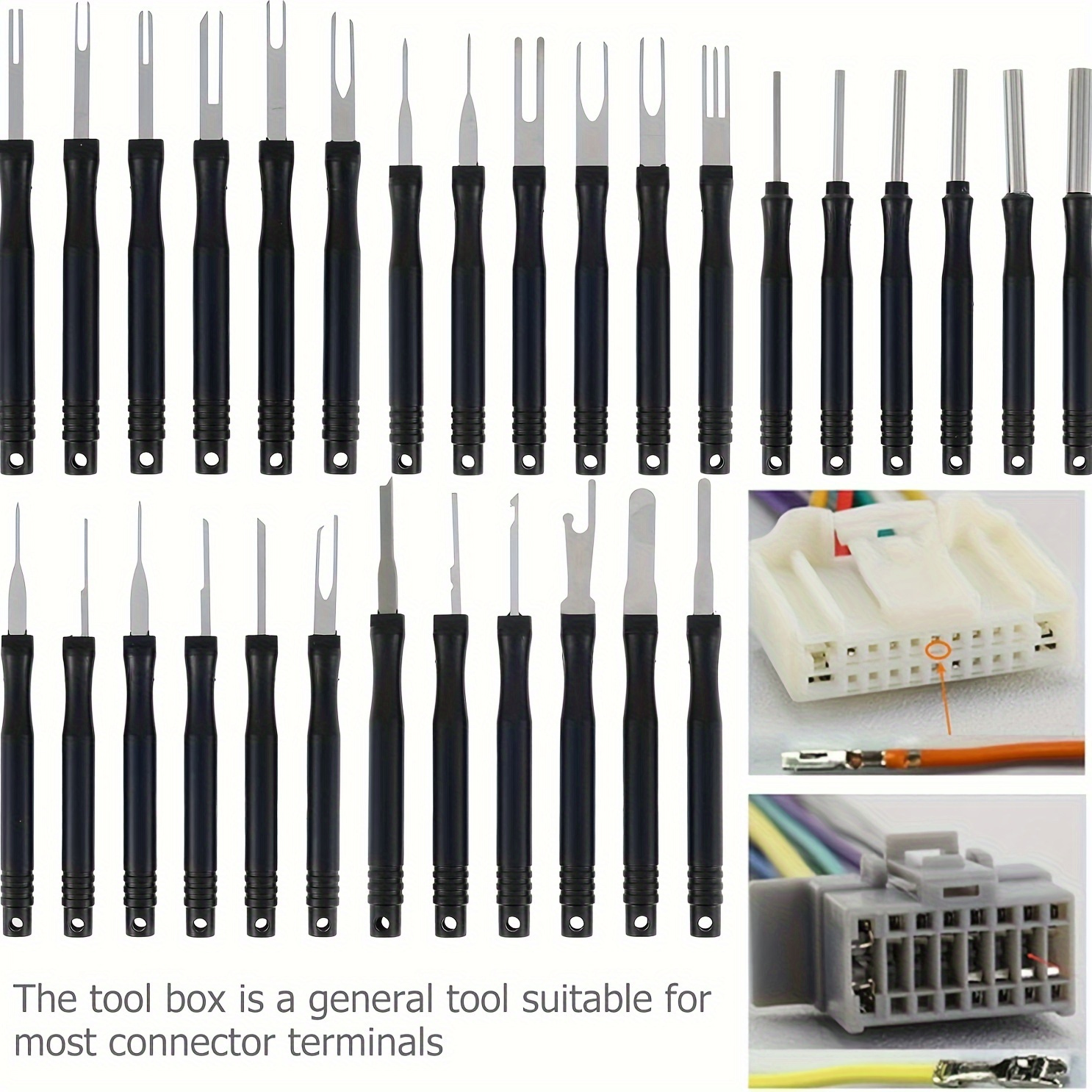 E-shop 30-teiliges Klemmenstift-Entfernungswerkzeug-Set aus Edelstahl, wiederverwendbarer Pin-Extraktor für elektrische Kabelverbinder,