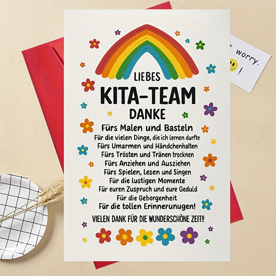1pc Appreciation Card, A Gift For Daycare Teachers, Featuring . Perfect For Year-end Employee Appreciation, Graduation Farewell, Staff Recognition, Etc. Cartoon Pattern, Style, Durable Material