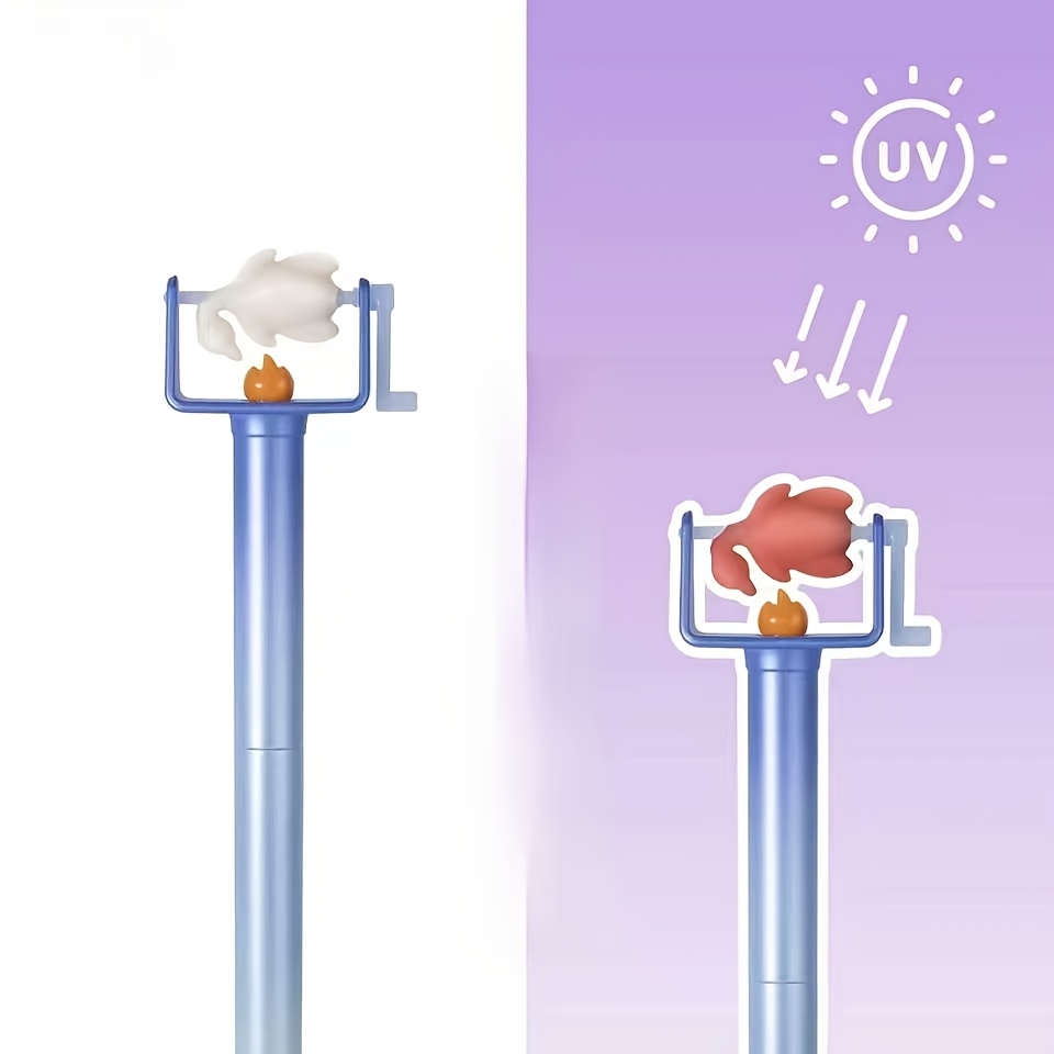 TEMU Light-reactive Bbq Pen, Cute Stress-relief Retractable Twist Gel Pen, Student Cs Dual-tip Quick-drying Exam Prep Pen