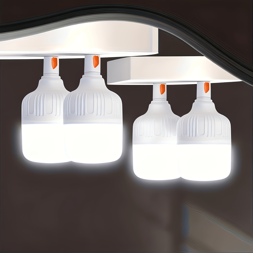 TEMU 4-pack Rechargeable Led Camping Lights, Dimmable Led Bulbs, 3 Lighting Modes, Ipx4, Rechargeable Hanging Tent Lights, Portable Emergency Lights,