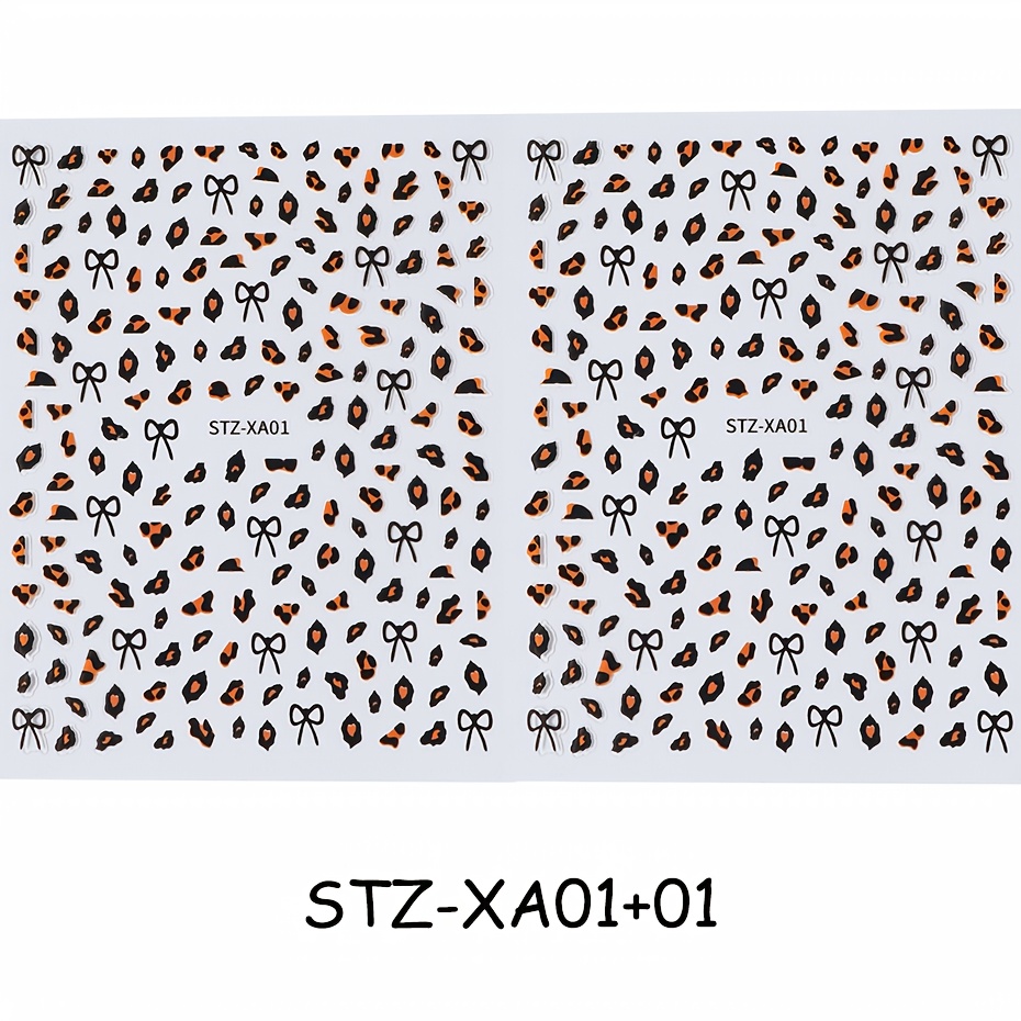 Set Of 2 Brown And Print For Nail Art Stickers Featuring Cute Black Bows, Perfect For Self-adhesive Application. Ideal For Autumn And Winter , Suitable For Festival Parties
