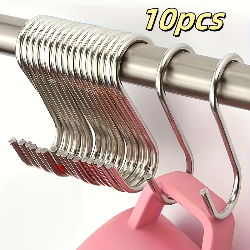 E-shop 10 Stück Rostfreie S-Haken, Leicht zu Installierende Rutschfeste Wandhaken für Pflanzen, Kleiderschränke, Küche Gartenzubehör – Platzsparende
