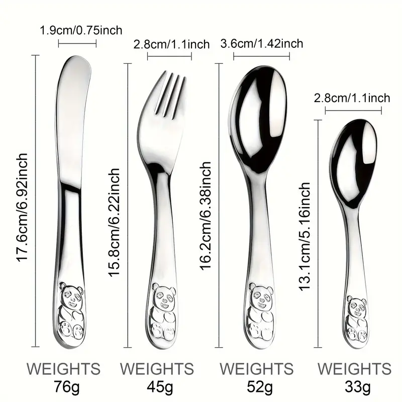 4pcs custom engraved stainless steel cutlery set cute durable tableware with gift box ideal for family everyday use Product details 4