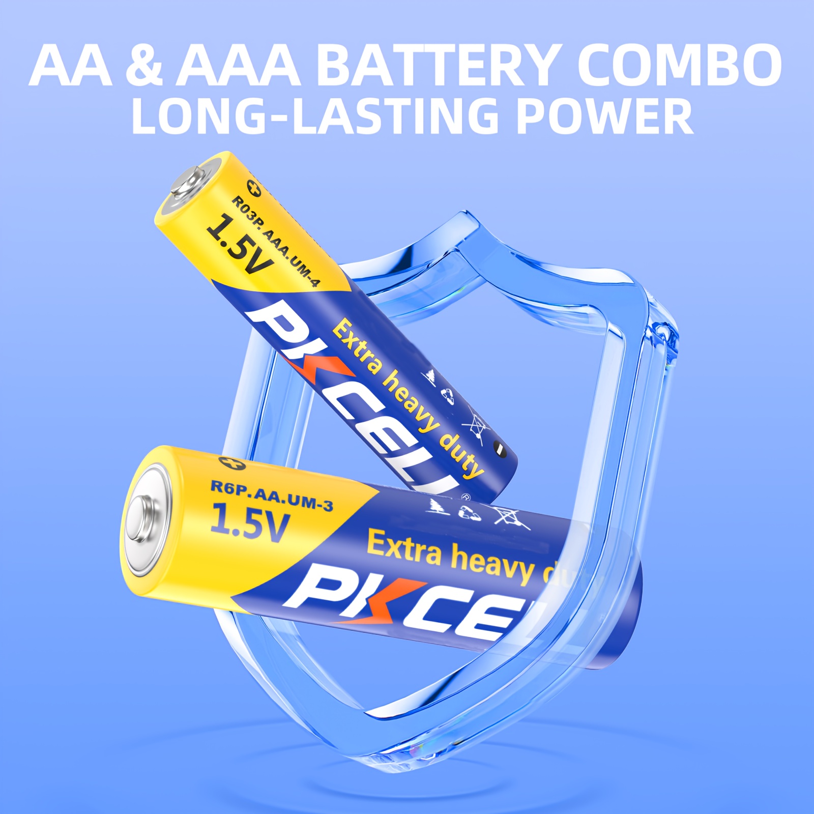 PKCELL Ensemble de Piles AAA et AA, 1,5V Carbone, pour Souris sans Fil, Montre, Télécommande, Lampe Torche