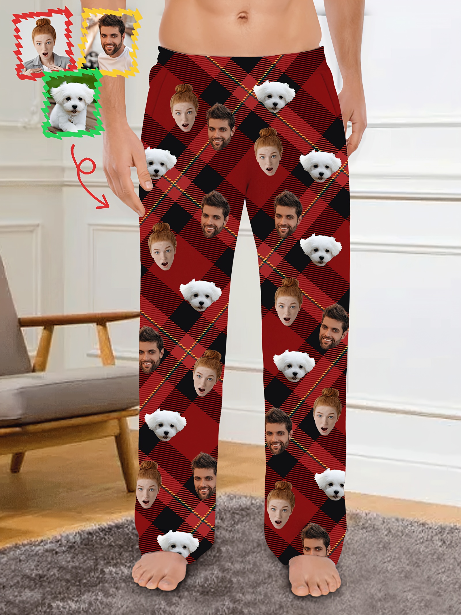 pantalon pyjama personnalisé photo visage homme bas pyjama Temu