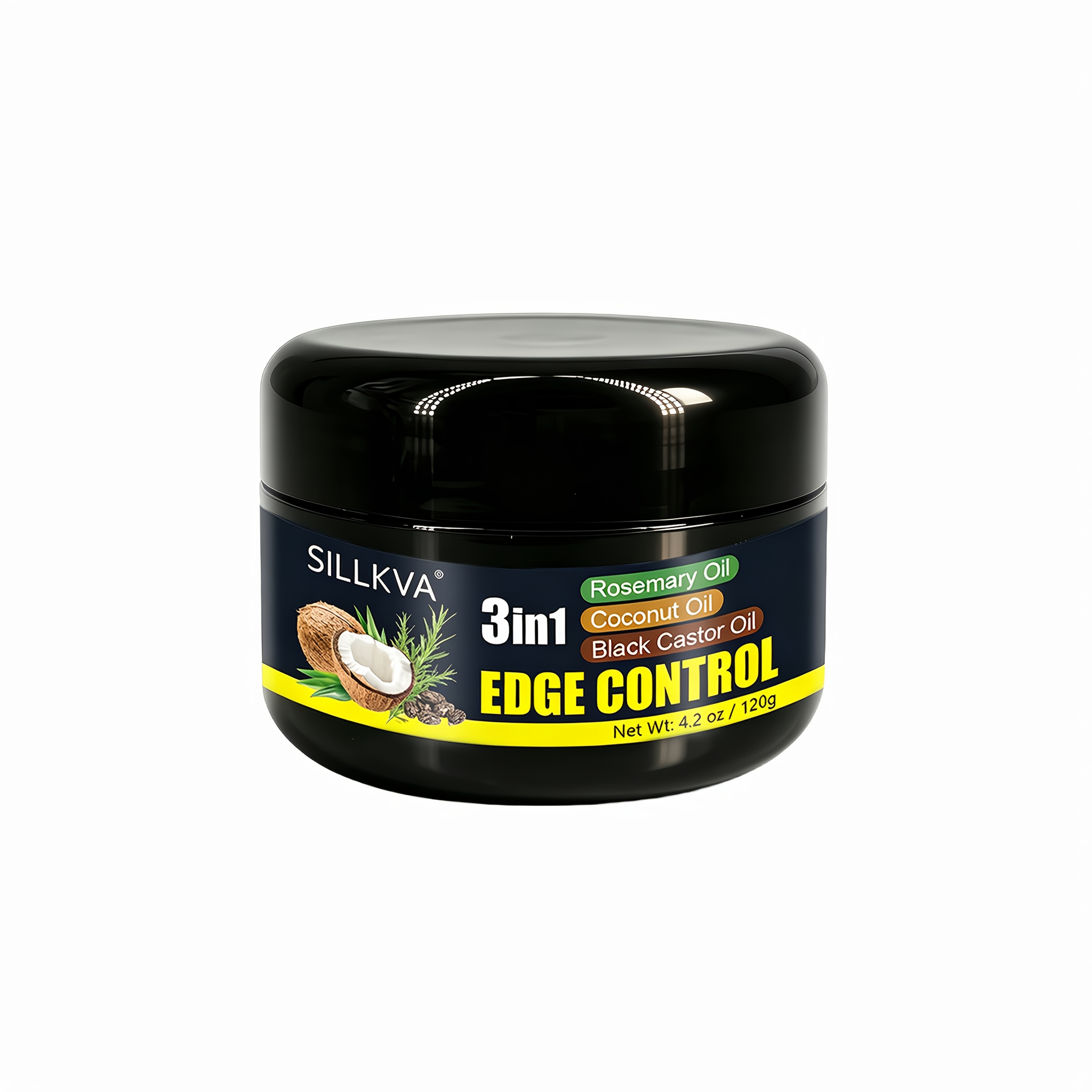 Sillkva 3-in-1 Edge Control Hair Wax 120g - With Rosemary Oil, Coconut Oil And Black Castor Oil, Non-greasy Formula, Flyaways And Frizz, Designed For Frizzy Hair, Long-lasting No Flake No Residue