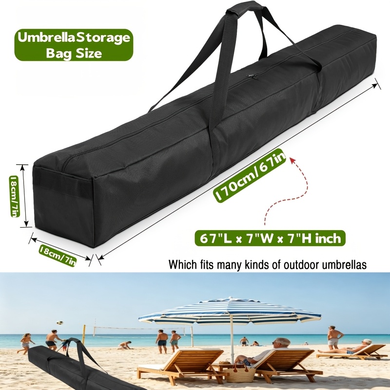 TEMU 1pc 170cm Large Parasol Storage Bag, Dust Cover, High-density Oxford Cloth Portable Tote Bag, Universal Storage Bag, Suitable For Garden, Beach,