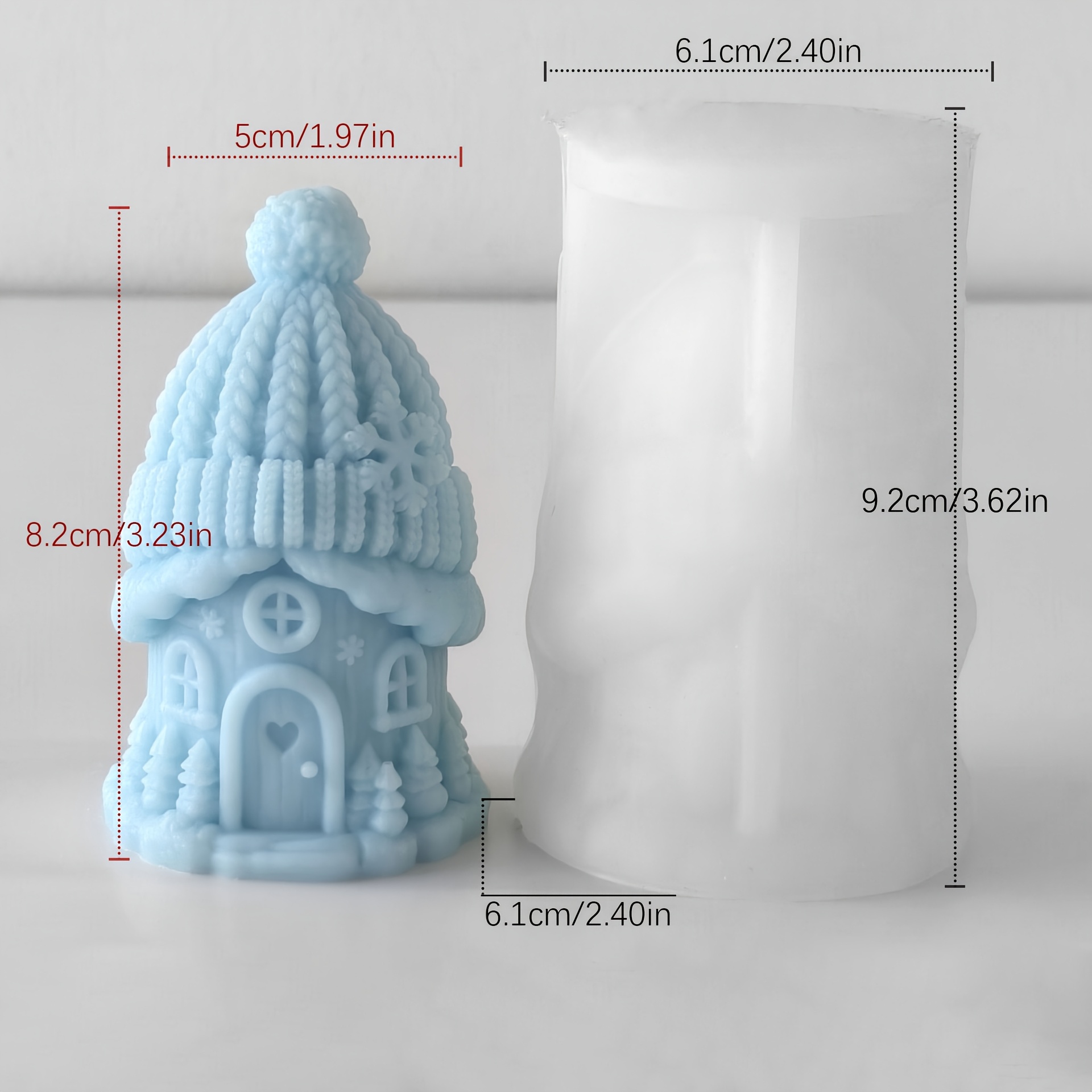 TEMU Reusable Silicone Mold Compatible For Diy Christmas Candles & Resin Ornaments - 3d Cabin With Knitted Hat Design, Reusable Demolding For Plaster