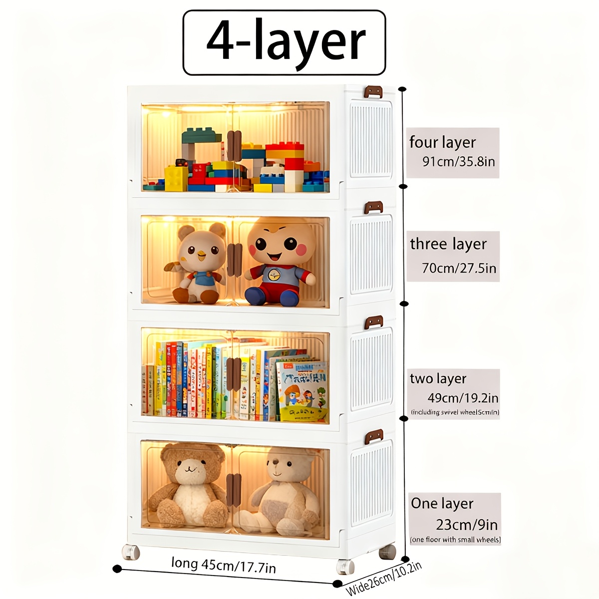 45/50Cm Oversized Folding Storage Cabinets with Wheels And LIDS - Foldable And Stackable Plastic Bins, Storage Cabinets for Household Storage And Organizing Appliances, Folding Storage Bins for Closets, Bedrooms, Kitchens, Office Storage