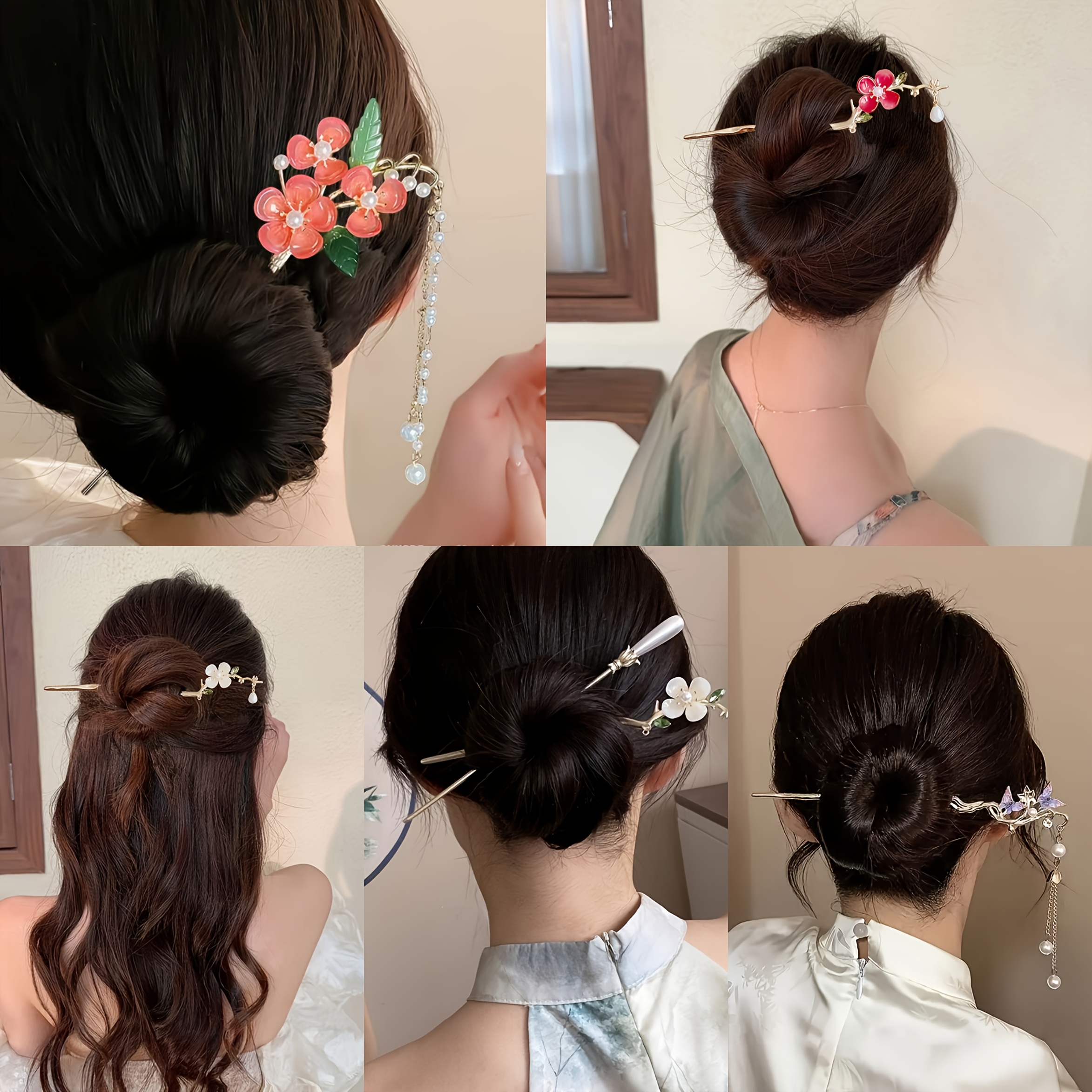 6pcs elegant hair sticks for women floral   geometric designs alloy hairpins for daily use parties gifts photoshoots holidays cute hair accessories party hair accessories sophisticated hairpin   hairpin Product details 2