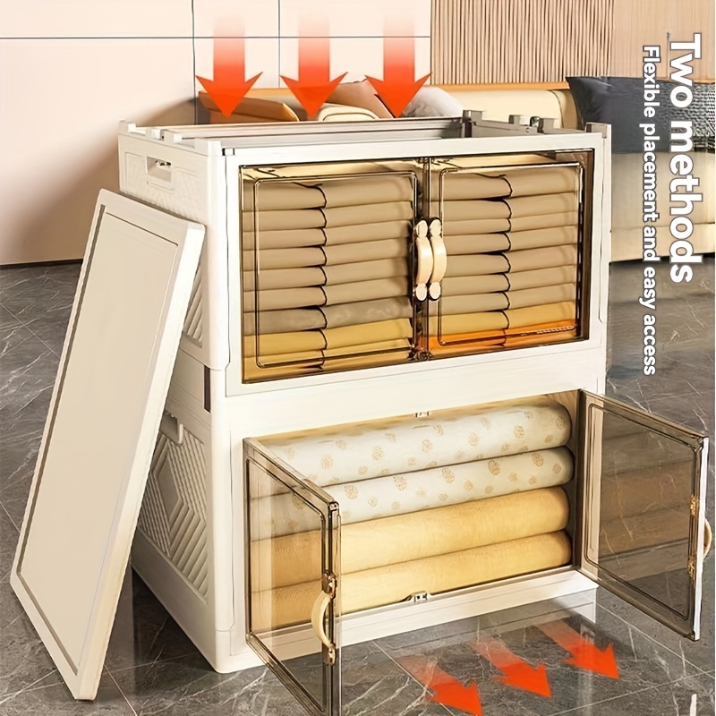 TEMU 50qt Plastic Storage Bins With Lids, Stackable Collapsible Storage Containers With Wheels, Closet Organizer And Storage Drawers, Clothes Storage