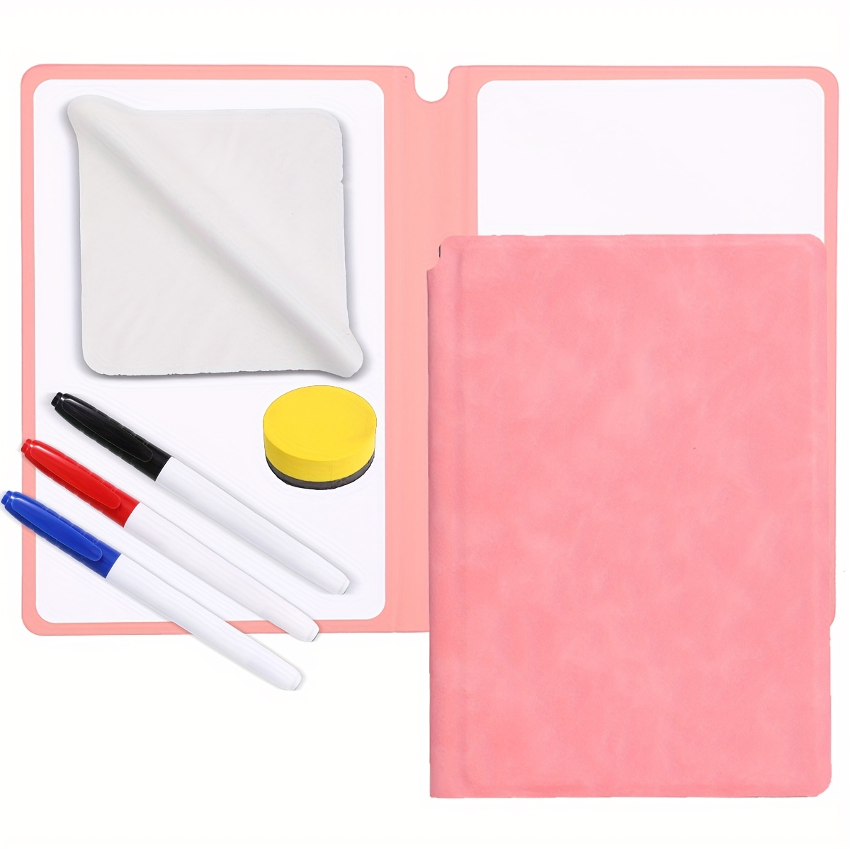 TEMU 1pc Portable Whiteboard, With Whiteboard Pen Eraser Cloth Sponge Eraser, Whiteboard Set, Reusable Whiteboard, For Office, Home, Classroom,