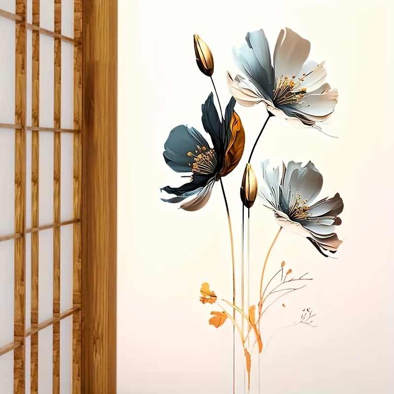 2pcs Wind Grace Lotus Wall Stickers, Removable Waterproof Vinyl Stickers, Home Wall Decoration Stickers, Home Decor