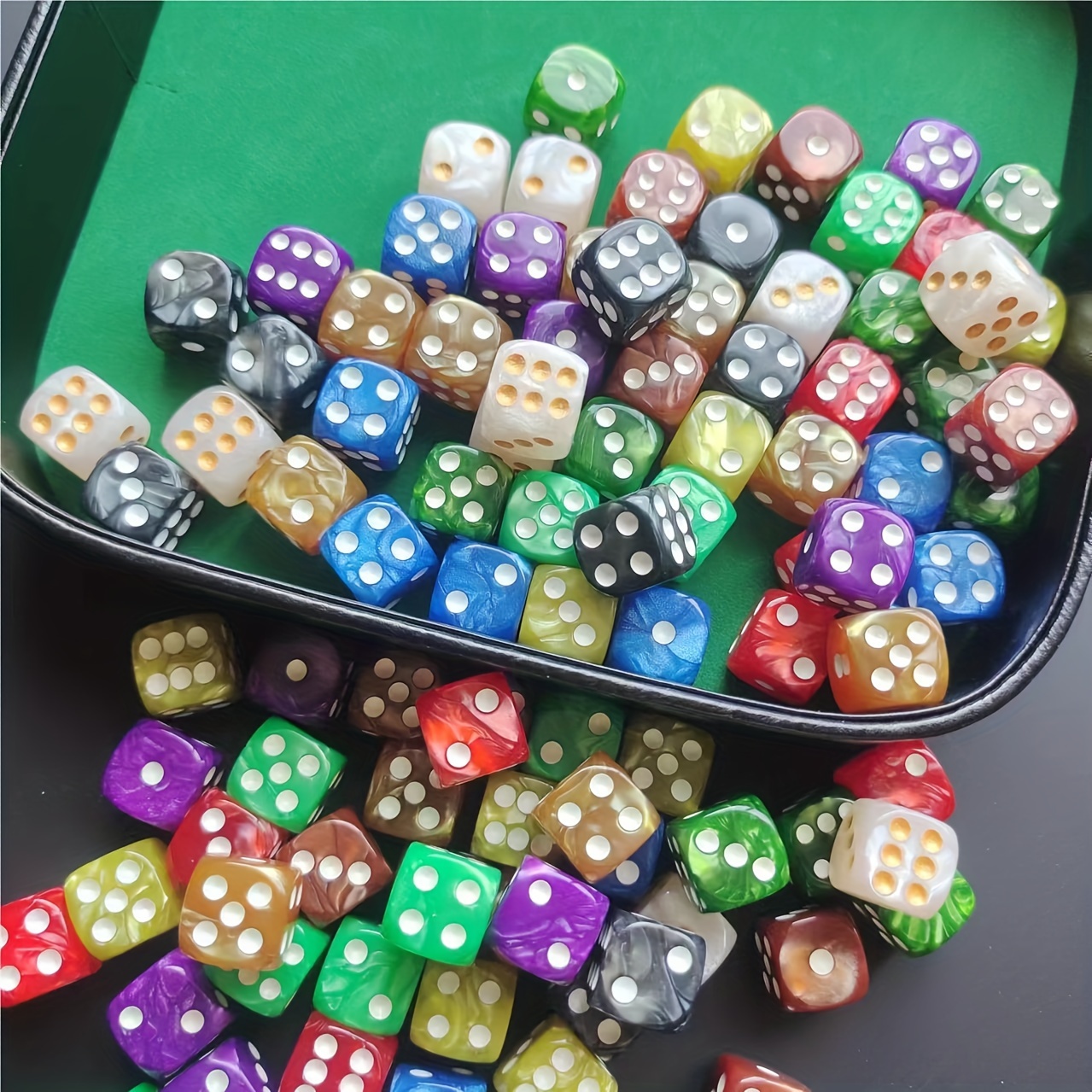 

100pcs 16mm Marble Pattern Dice, 6-sided Dice Game Set Dice Set