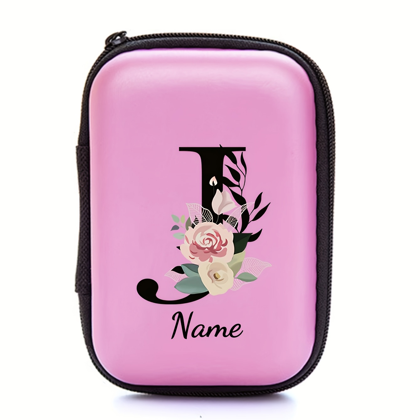 TEMU [] Flower Black -z Storage Bag, Portable Storage Box, Hard Shell Storage Box, Headphone Organizer, Outdoor Travel Supplies, Travel-friendly Tech