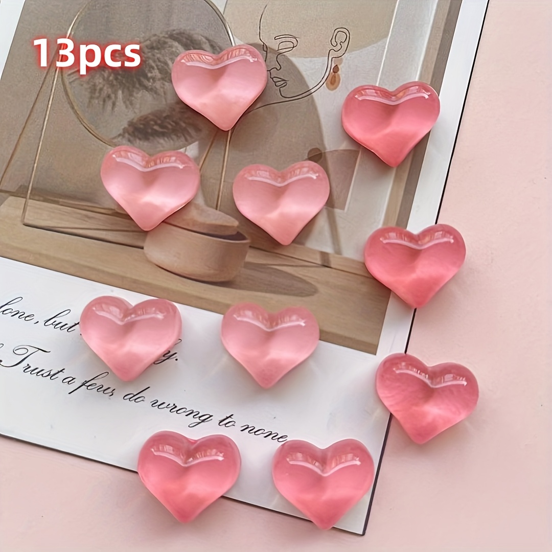 Image of 13pcs Heart-shaped Fridge Magnets Set - Simple Decorative Magnets For Kitchen, Office Whiteboard, Locker & Dishwasher - Perfect For Home Magnets For Fridge, Best For Christmas