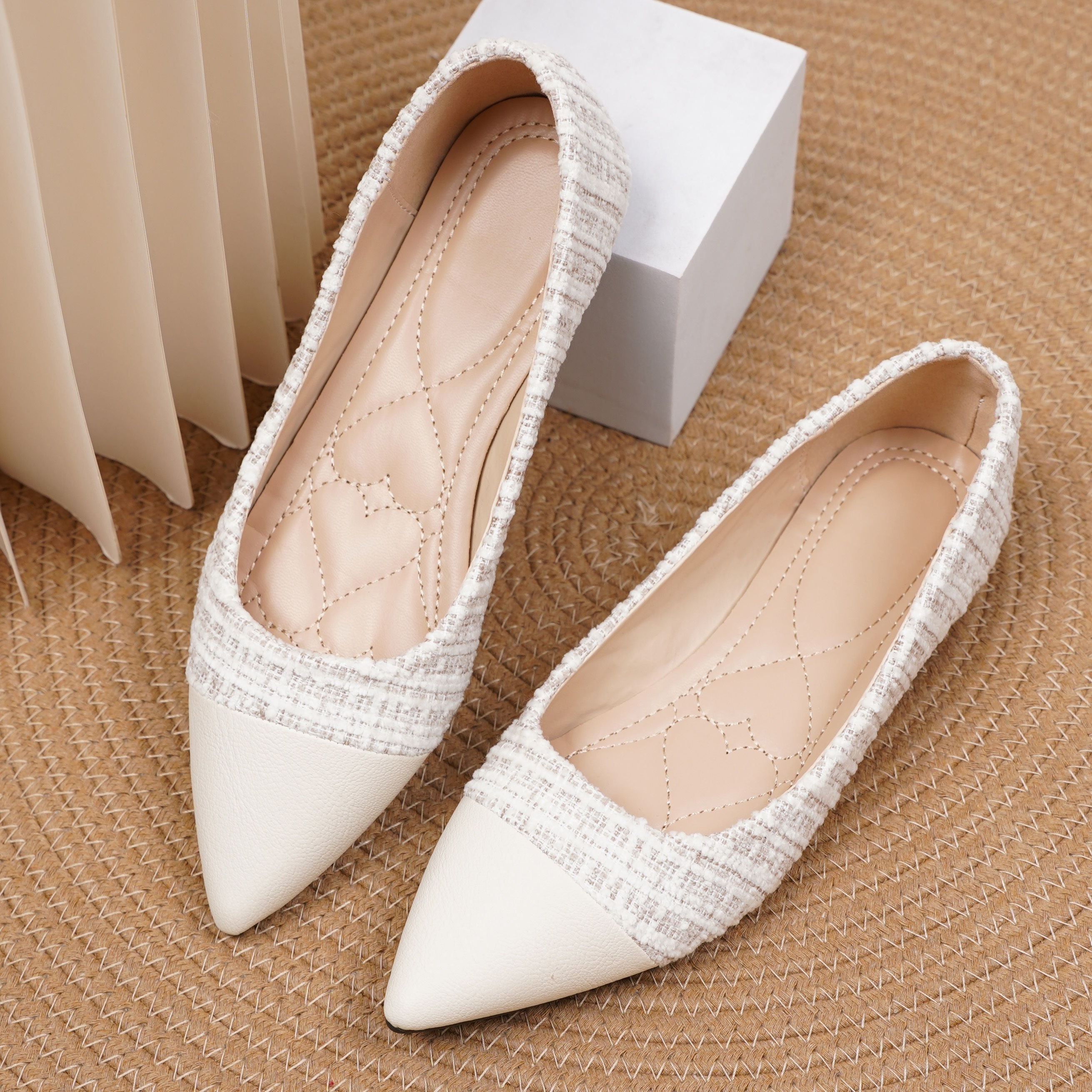 Women's Pointed Toe Ballet Flats Casual Slip-On Shoes, Breathable  Fabric Upper, Comfortable Insole Non-Slip Rubber Sole, Chic Minimalist  Style