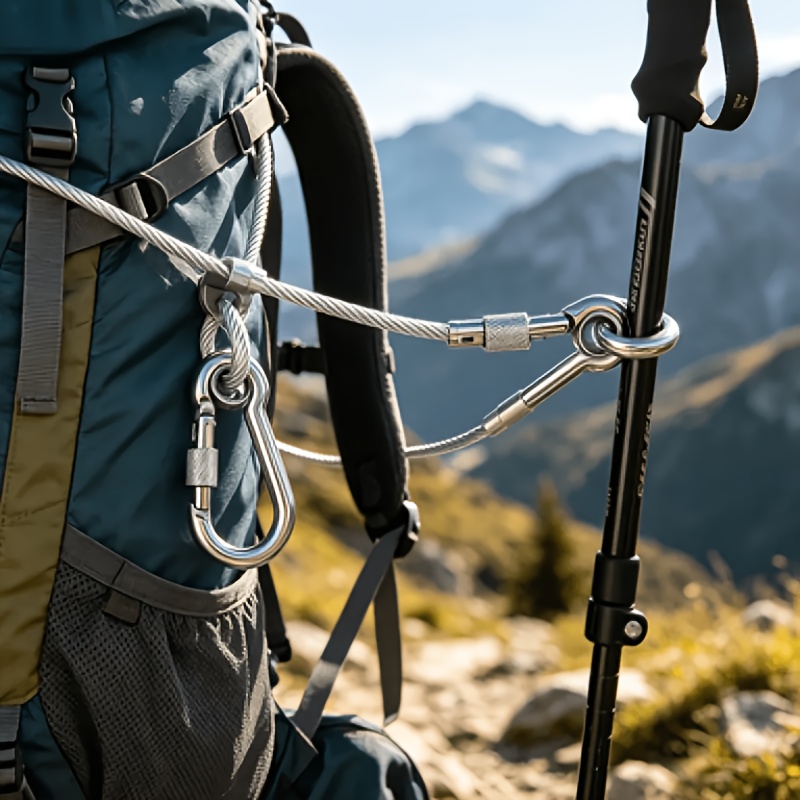 Heavy-Duty Stainless Steel Cable with Safety Cord & Hooks
