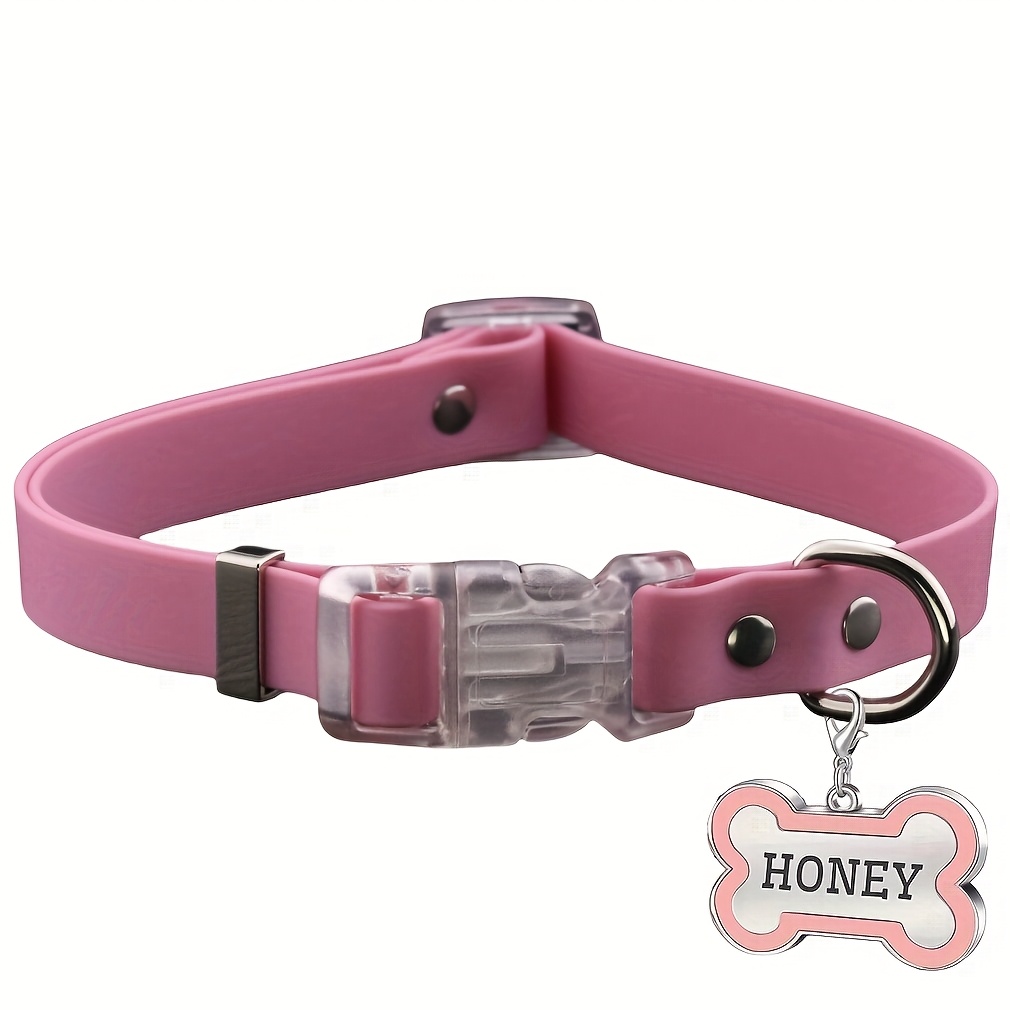 Personalized PVC Pet Collar with Engravable Name Tag & Adjustable Leash