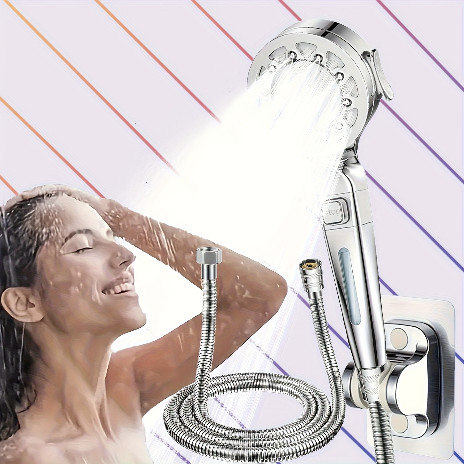 2026 New Arrival Angled Shower , Bathroom High- Filter Shower Head With Multiple Spray /shower System, Large Panel Shower Spray, Includes Hose And Bracket, Summer Shower, For Shower Use Only/easter