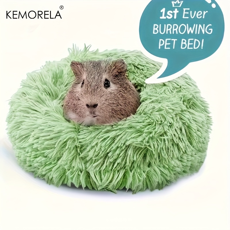 KEMORELA 1pc Ultra-Soft Plush Small Pet Nest - Cozy, Warm Hamster Sleeping Bed with Non-Slip Bottom & Insulated Padding, Perfect for Guinea & Small Animals, Round Light Blue Fluffy Design