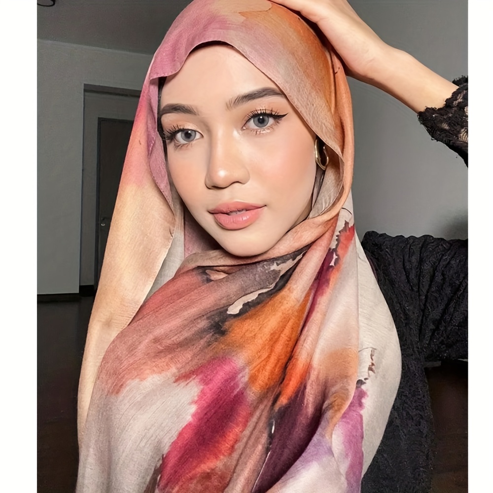 

Print Long Shawl, Rectangular Headscarf & Fashion Accessory, Hand Or Only, Hair Scarf