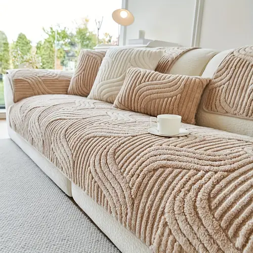 1pc bohemian chic thick plush sofa cover machine washable pet friendly non slip couch protector for living room bedroom officedecor comfy couch