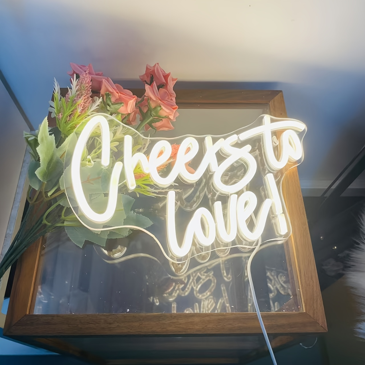 Image of Fomzze Cheers To Love Neon Sign | Wedding Gift For Couples | Dimmable Led Decor | Usb Powered | For Anniversary, Valentine's Day & Wedding Decorations