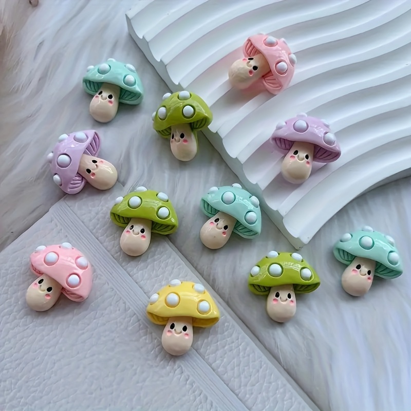 

12pcs Cute Cartoon Mushroom Resin Charms - Pastel Colors For Diy Crafts, Phone Cases, Hair Clips & Jewelry Making | With , Diy Craft Supplies| Decor|resin Crafts