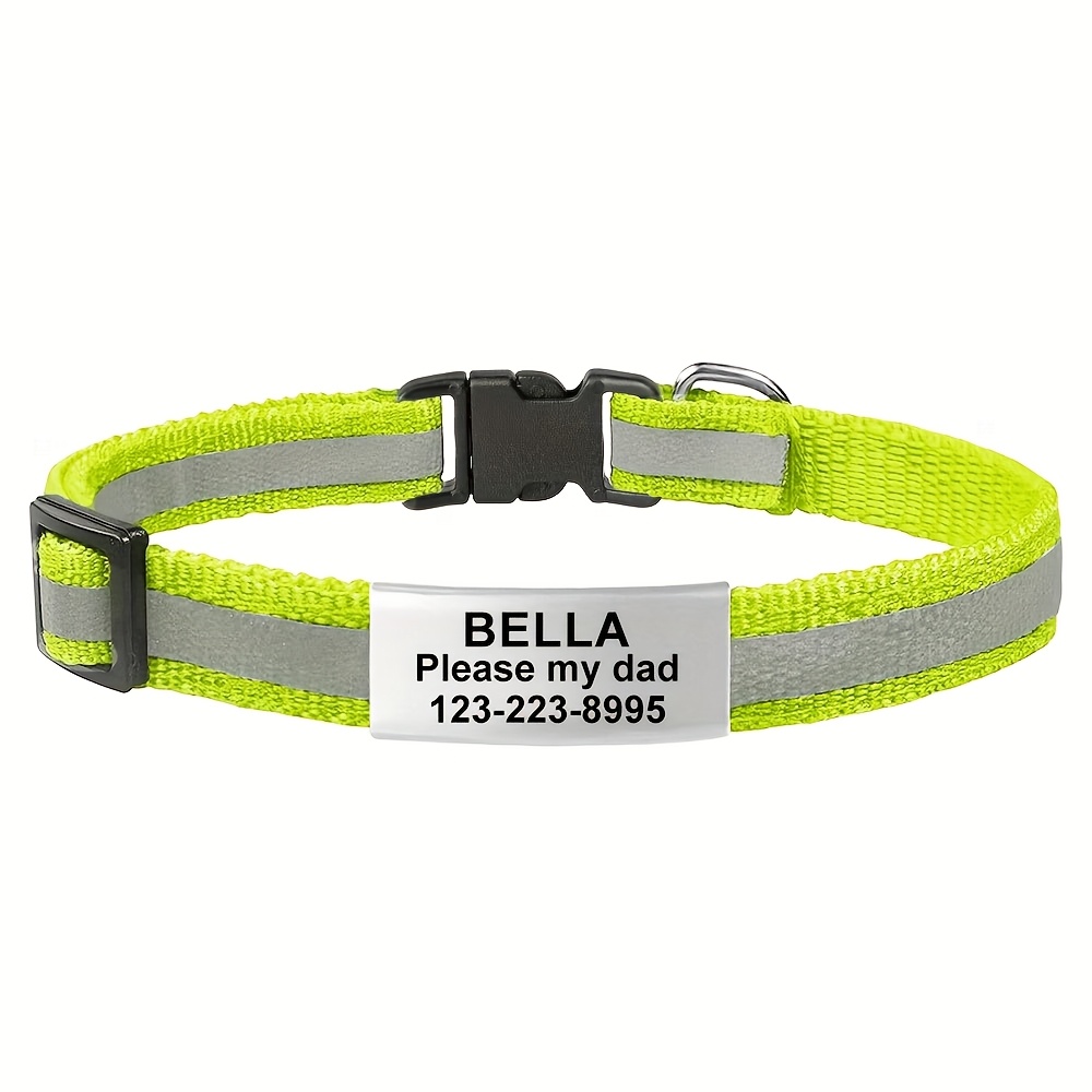 TEMU Collare Riflettente Personalizzato per , per la , Regolabile con Attacco per Guinzaglio e Compatibile per Passeggiate Notturne, Collare in Nylon