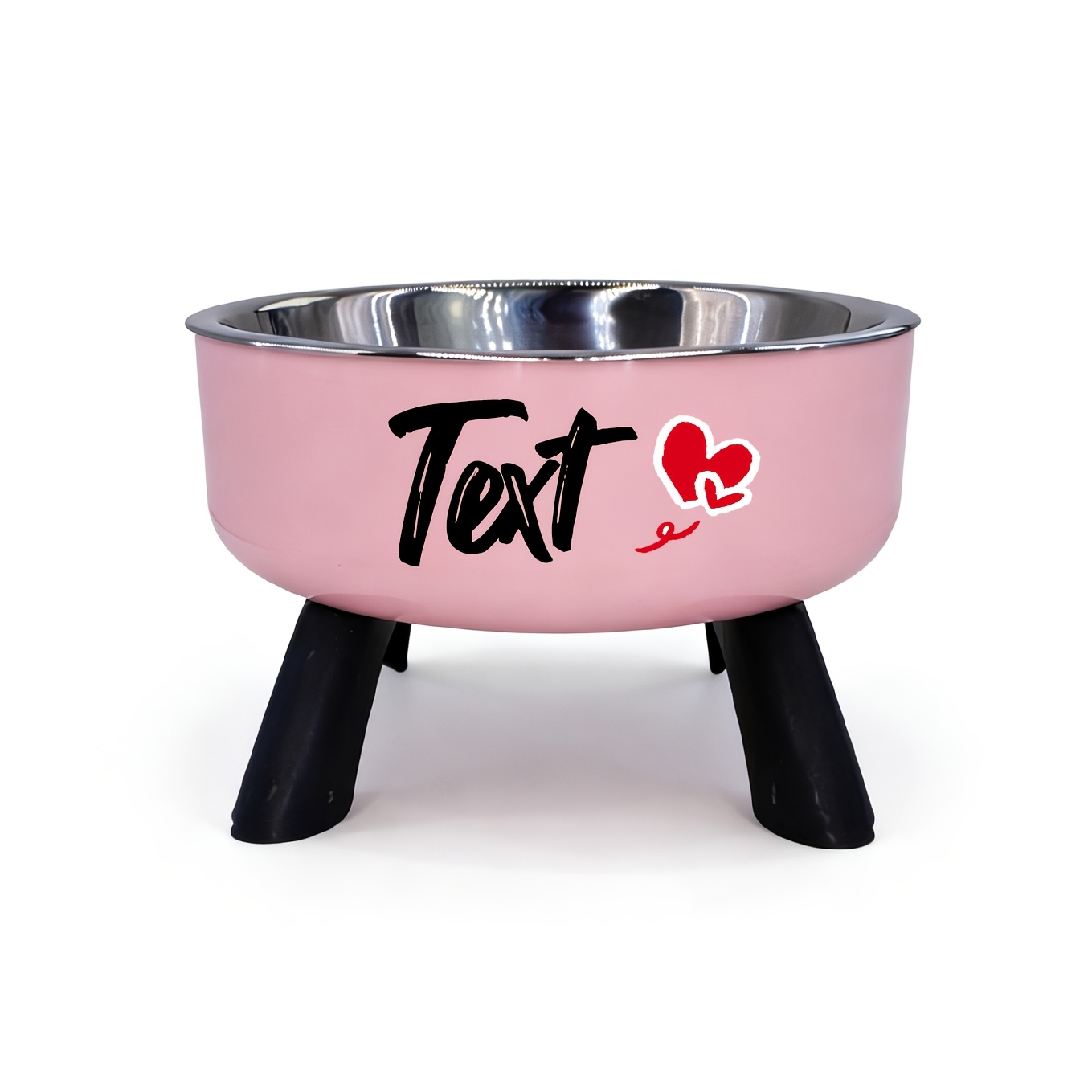 TEMU [customized]elevated Neck Protection Stainless Steel Pet Bowl With Custom Engraving, Non-slip Anti-tip Feeding Bowl For Small