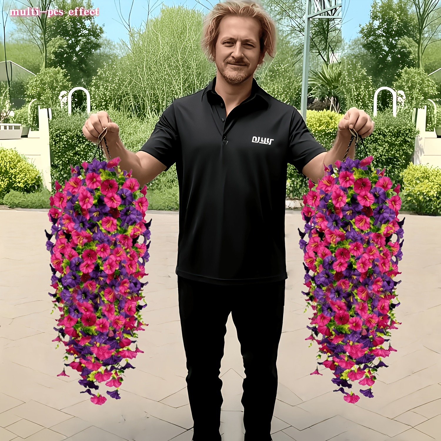 6pcs new realistic hanging decorative vines purple and   two tone combination suitable for home indoor outdoor decoration front door wreath decoration wedding setup   festival fathers day mothers day  