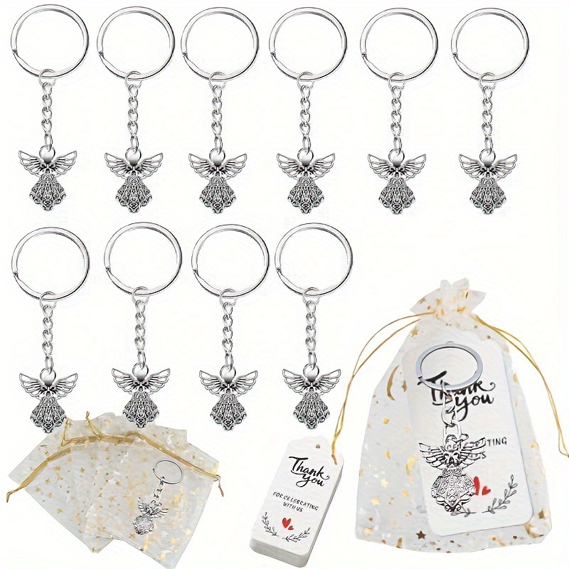 

30pcs, Silvery Charm Keychain Favor, Baptism Party Favors With Moon Star Organza Bags Thank You Tags For Gifts