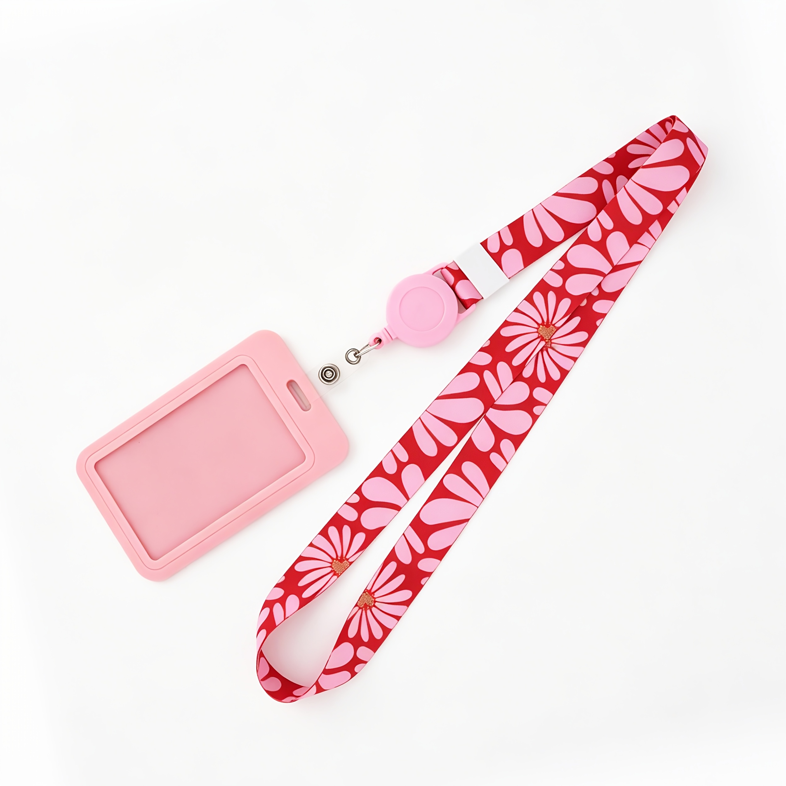 TEMU 1pc Cordón Floral de para con Porta Tarjeta de Identificación y Carrete Retráctil para Insignias, Lindo Cordón Multifuncional para Tarjetas de