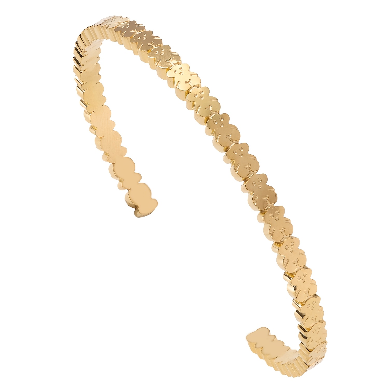 TEMU Simple And Cute Bear Bracelet-18k Golden Plated Stainless Steel Bear Bracelet Jewelry-suitable As A Birthday Gift For Girlfriend