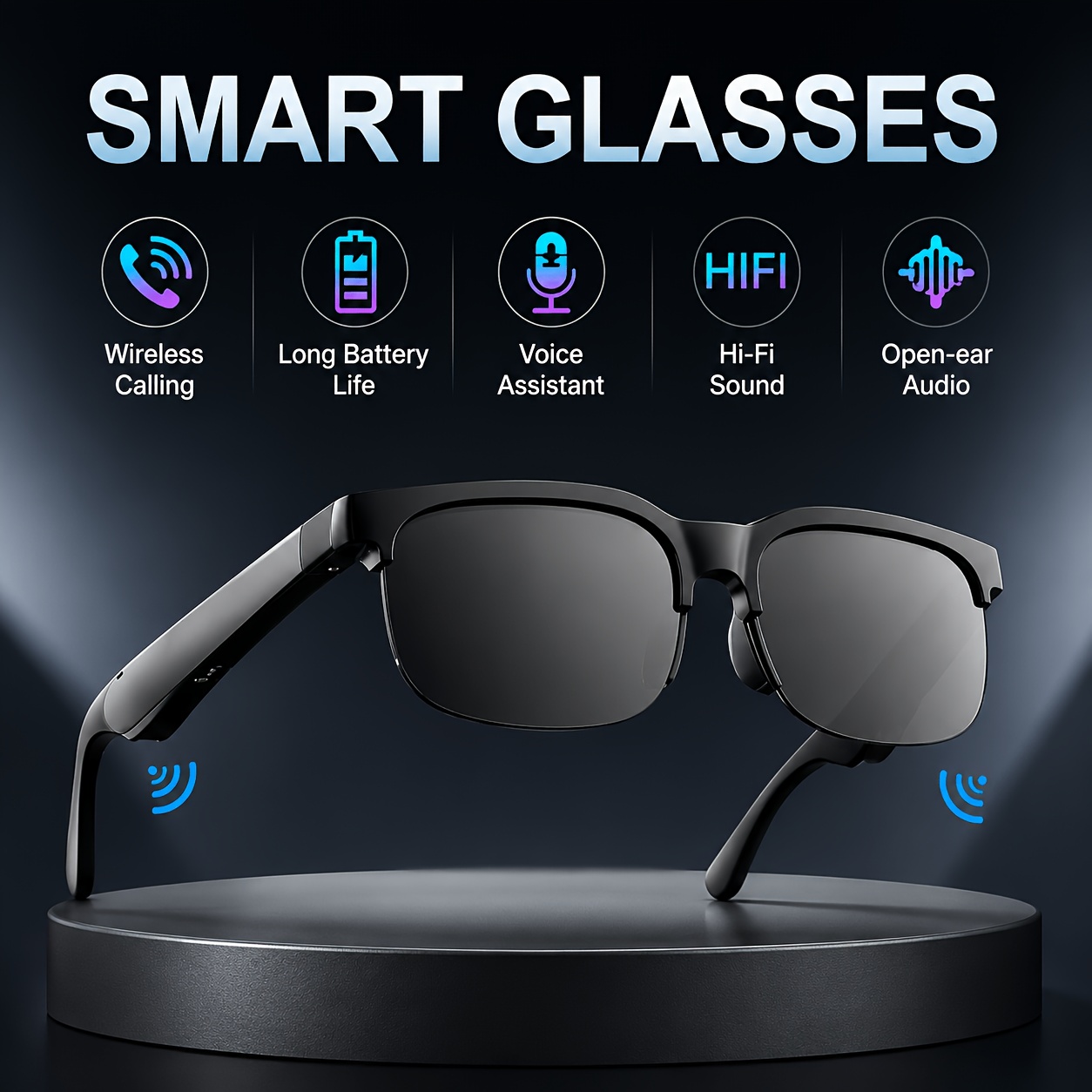 TEMU 2026 Ai Smart Glasses With Real-time Translation, Ai Assistant, Open-ear Audio, Calling & Music, Lightweight For Travel, Driving, Work & Daily