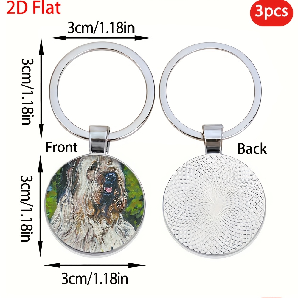 2d flach, 3-teilig, schlüsselanhänger, schlüsselkette, langes hundeohr lächelt  , runde schlüsselkette mit motiv, alltagsgegenstand, halloween-geschenk, ideales geschenk für freunde, modedekoration, partnergeschenk, kann für, schlüssel, geldbörsendekoration, schlüsselaufbewahrung, ostergeschenk
