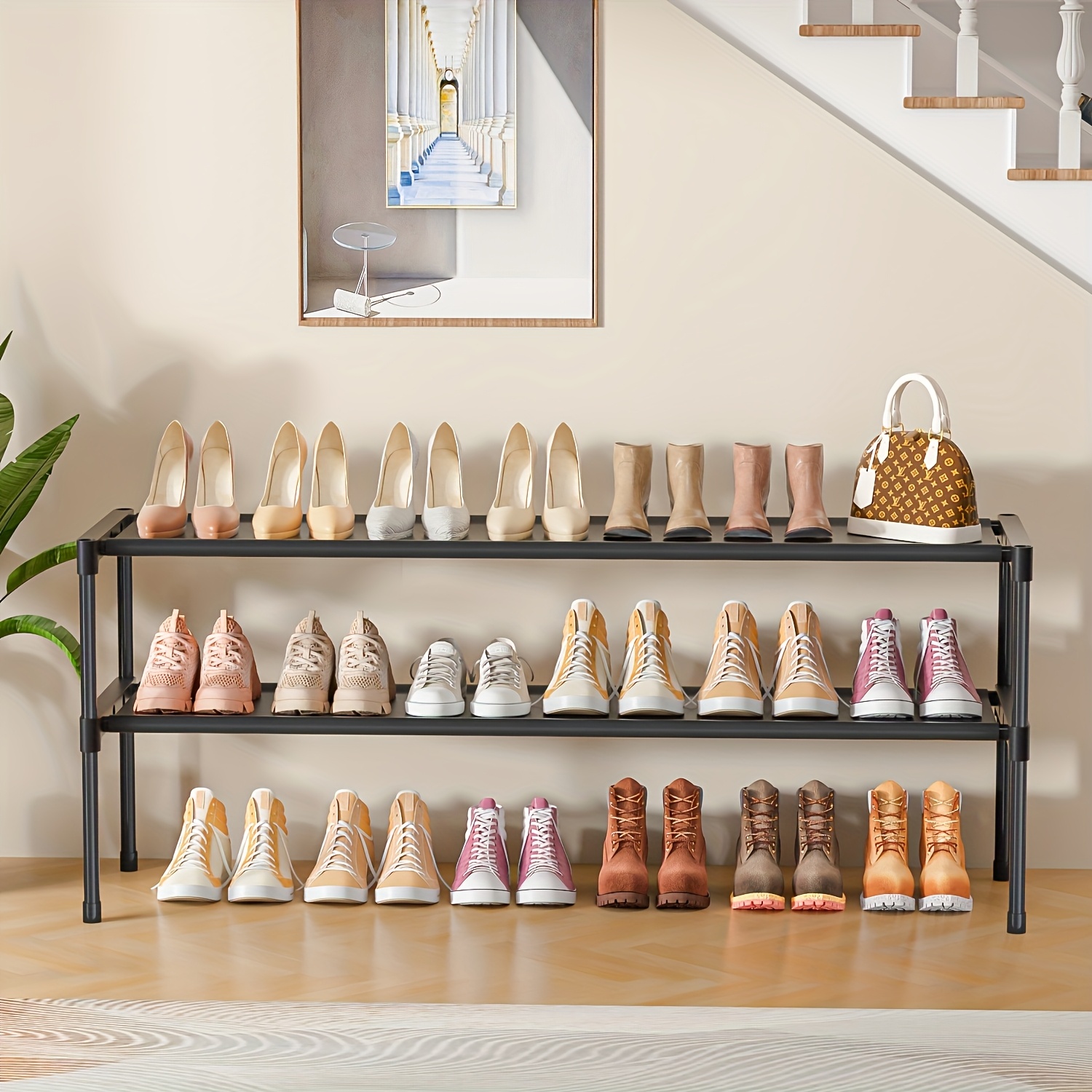 TEMU Long Large Storage Shoe Rack, Shoe Rack Storage, Portable Shoe Rack Organizer, Shoe Shelf, Dust Proof Shoe Rack, Shoes Rack Cabinet, Entryway