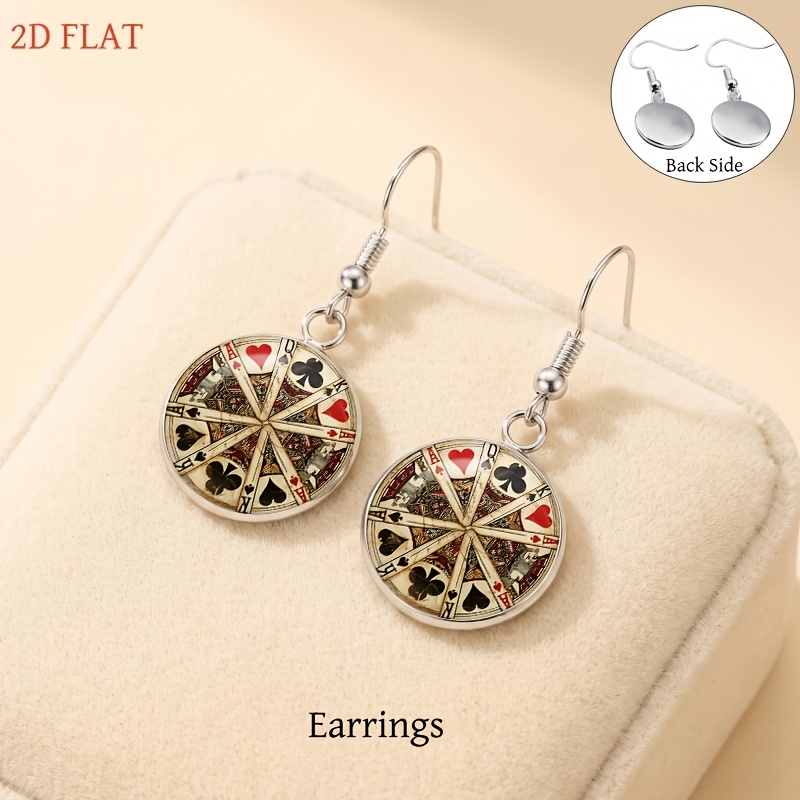 5pc Playing Card Themed Women's Jewelry Set, Necklace & Earrings