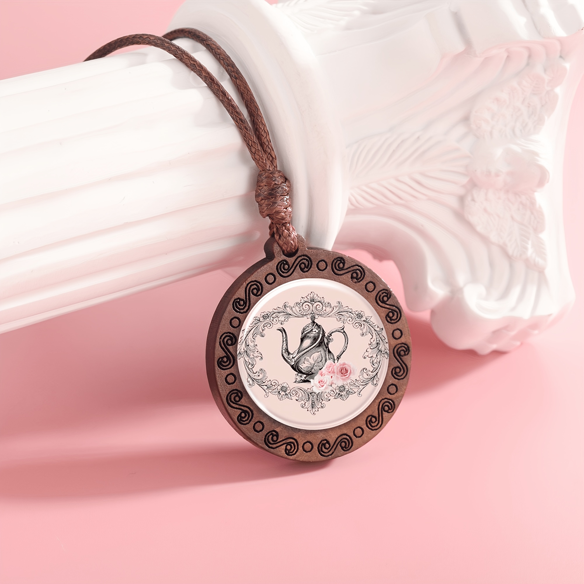 Vintage Intricately Carved Gemstone Inlaid Necklace