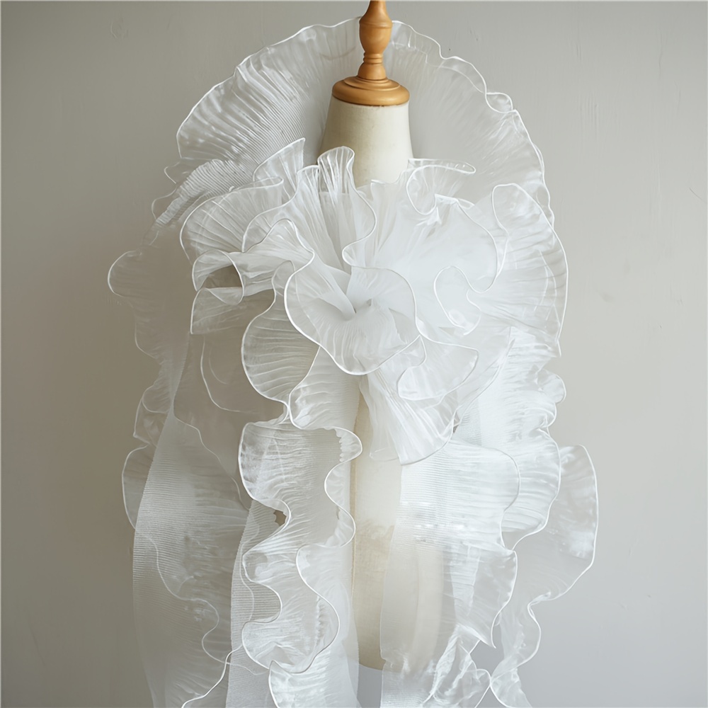 

2 Yards Of White Organza Ruffles, 15cm Wide - Sewing Trims And Decorative Edges