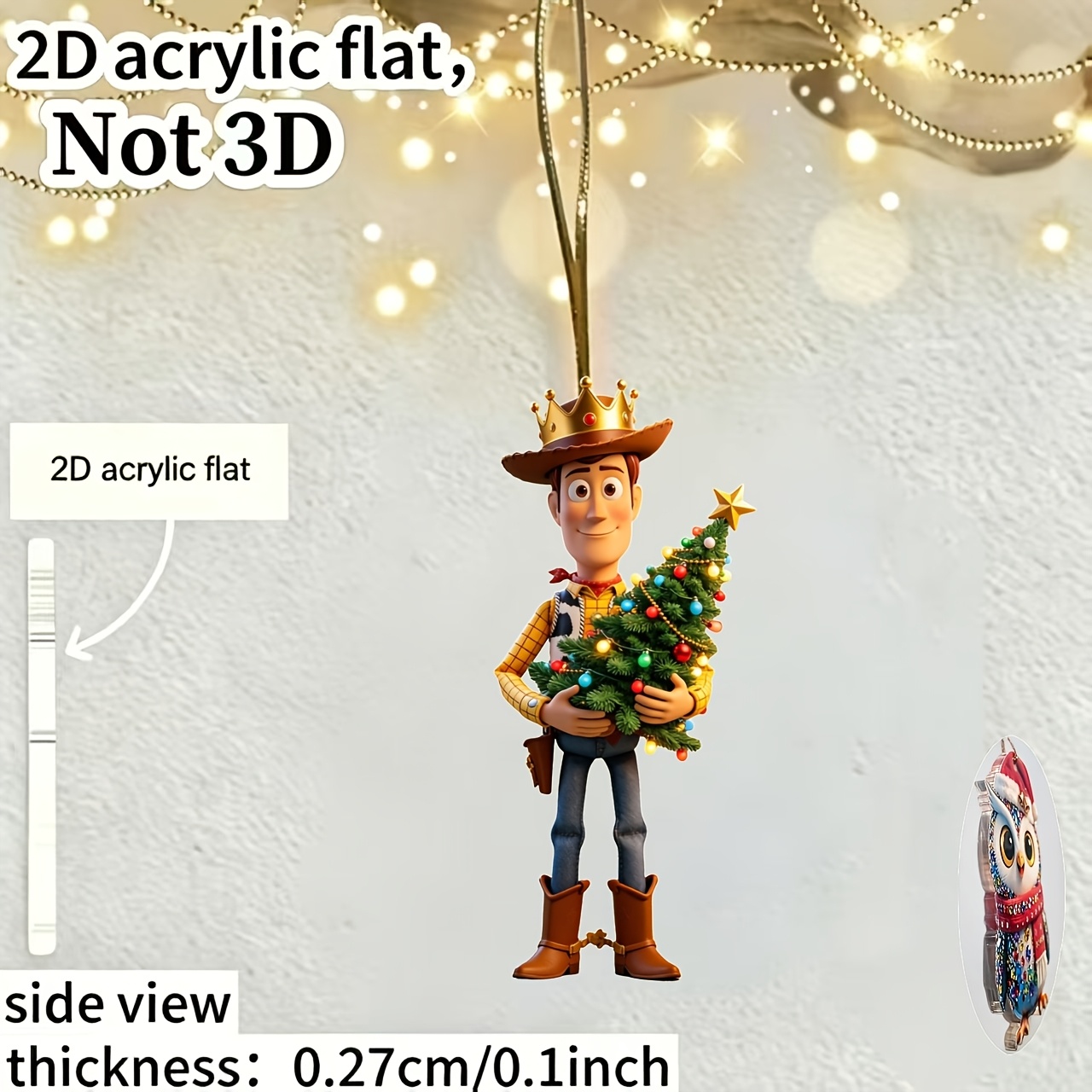 TEMU 2d Flat, 1pc 2d Acrylic Christmas Halloween Hugging Christmas Christmas Tree Pendant, Christmas Decoration Pendant, Acrylic Pendant Decoration,