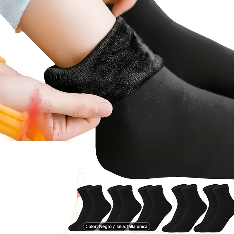 

4 Pairs/6 Pairs Of Men's And Women's Warm Knitted Socks 100% Polyester In Solid Colors, Featuring Frost-resistant , Suitable For Autumn And Winter, And Machine Washable.