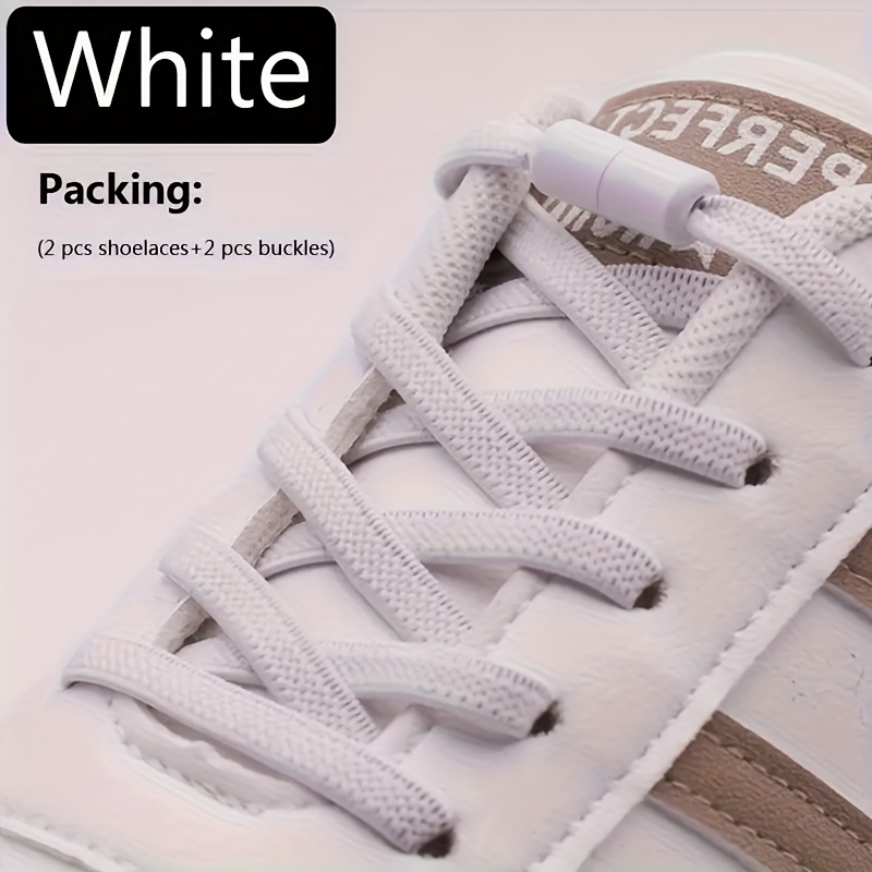 Image of Qkc 1 Pair Of Elastic No-tie Shoelaces - Flat Solid Color, Strong Lock - /off, Fit For Sneakers And Casual Shoes