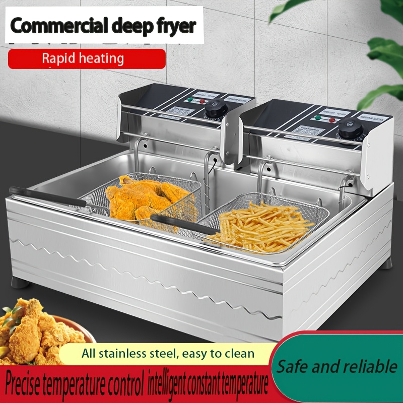 

13qt Deep Fryer, Double Well Pot, 3200w Large Capacity Deep Fryer, Countertop Cooker, Kitchen And Dining Room, Deep Fryer With Basket And Lid, Stainless Steel To Clean Fryer