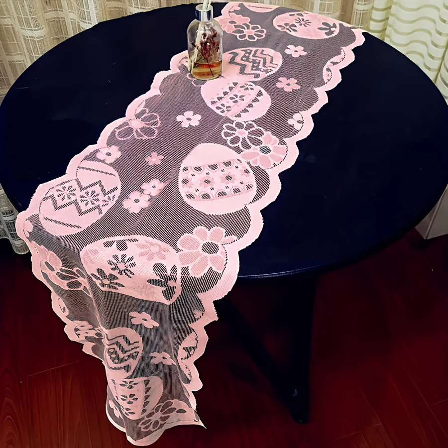 TEMU A Decorative Tablecloth For Easter Featuring A Lace Design With Patterns Of Pineapples, Rabbits, And Flowers, Perfect For A Easy Nordic-style Living Room Tea Table
